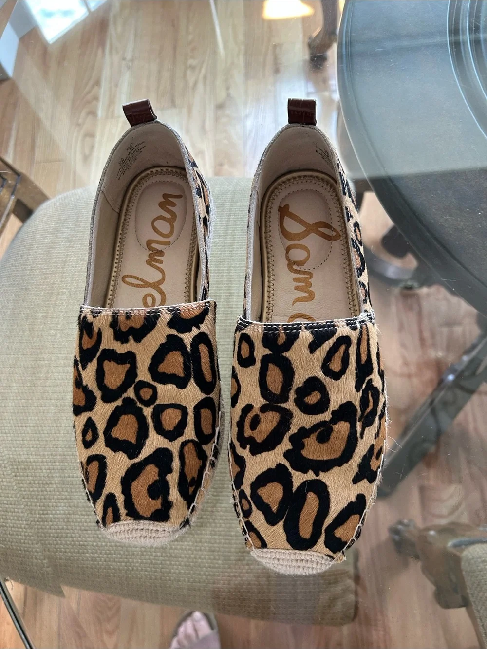 Sam Edelman Leopard Espadrille Slip-Ons   Size 6W like new worn once